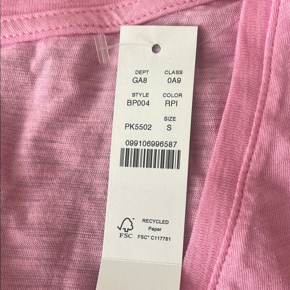 NWT J crew vintage cotton Pink V-Neck Women's Top. Size S - Picture 2 of 5